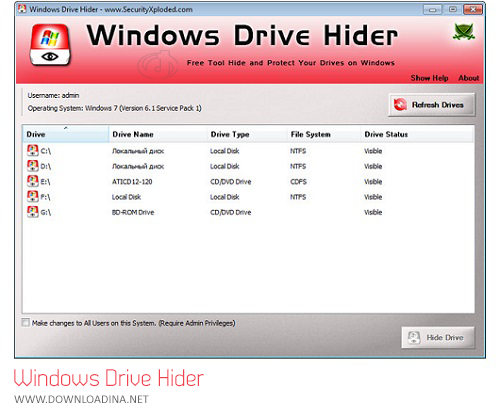 Windows Drive Hider (www.Downloadina.Net)